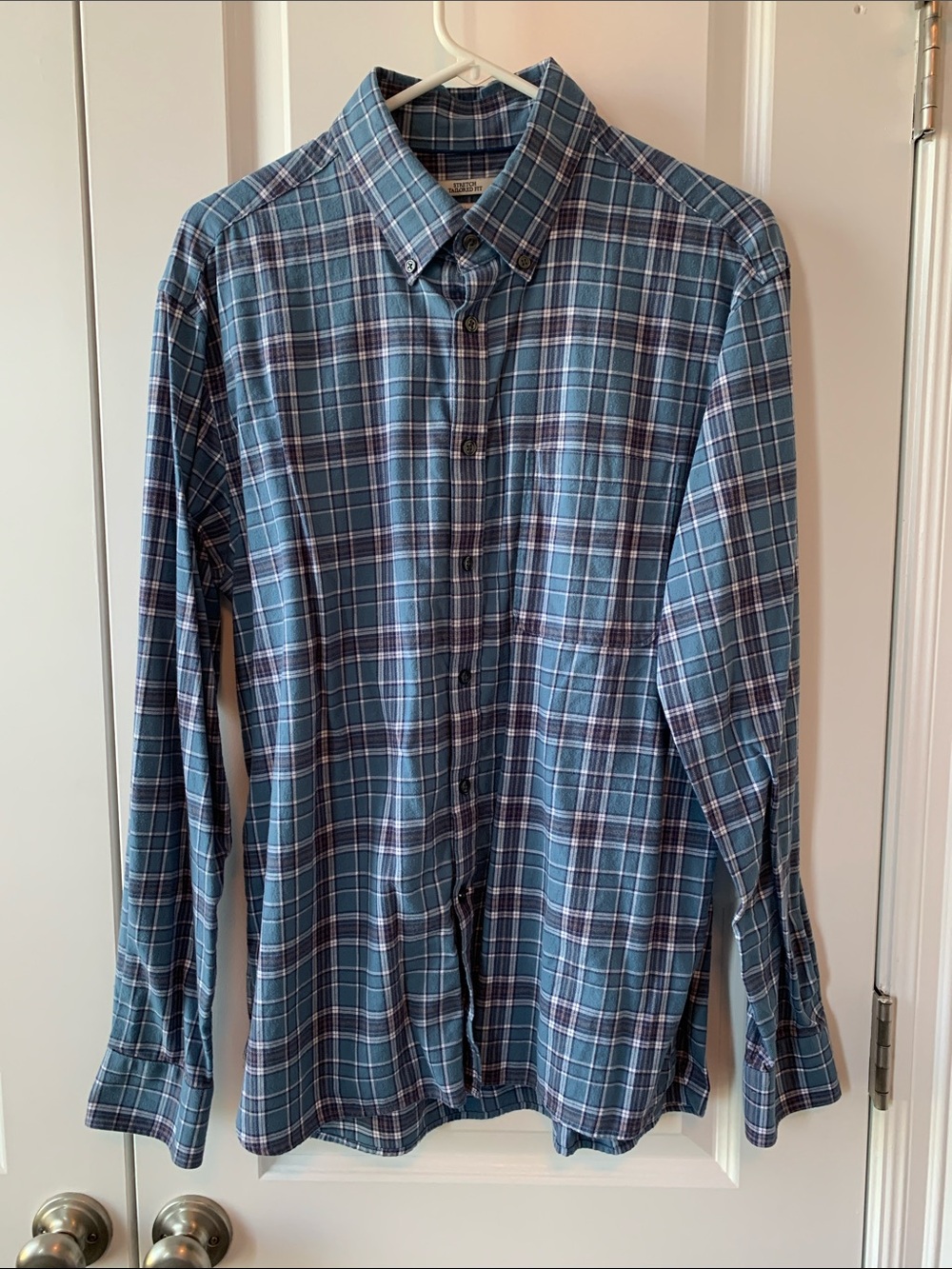 Jos. A. Bank Teal and Navy Plaid Button-Down Shirt